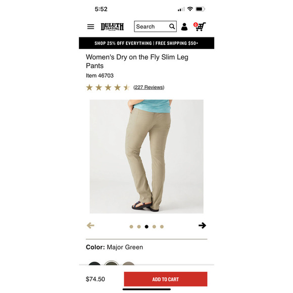 Duluth Trading co Women’s Dry On The Fly Slim Leg Pants - Picture 11 of 14